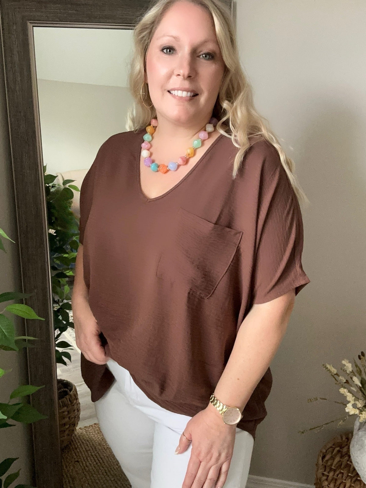 Woven Magnolia short sleeve top - also in CURVY | Brown