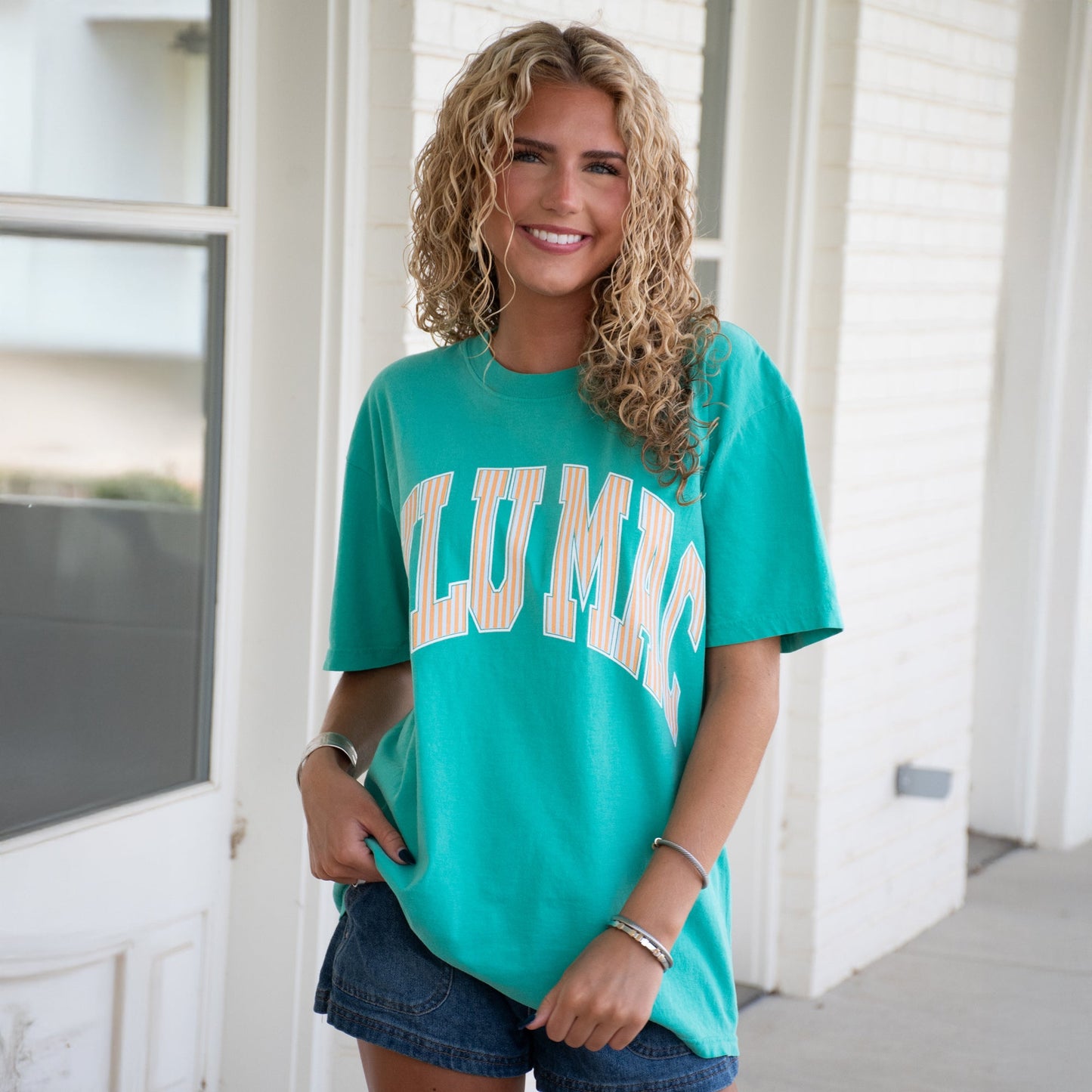 LULU MAC | Stripe Adult Cream Sickle Sky/Island Green Comfort Colors Tee