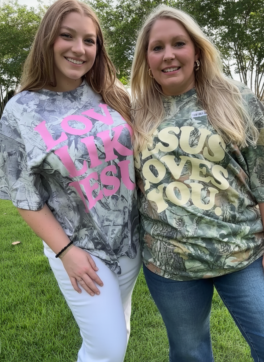 Love Like Jesus Camo Woodland Casual Tee