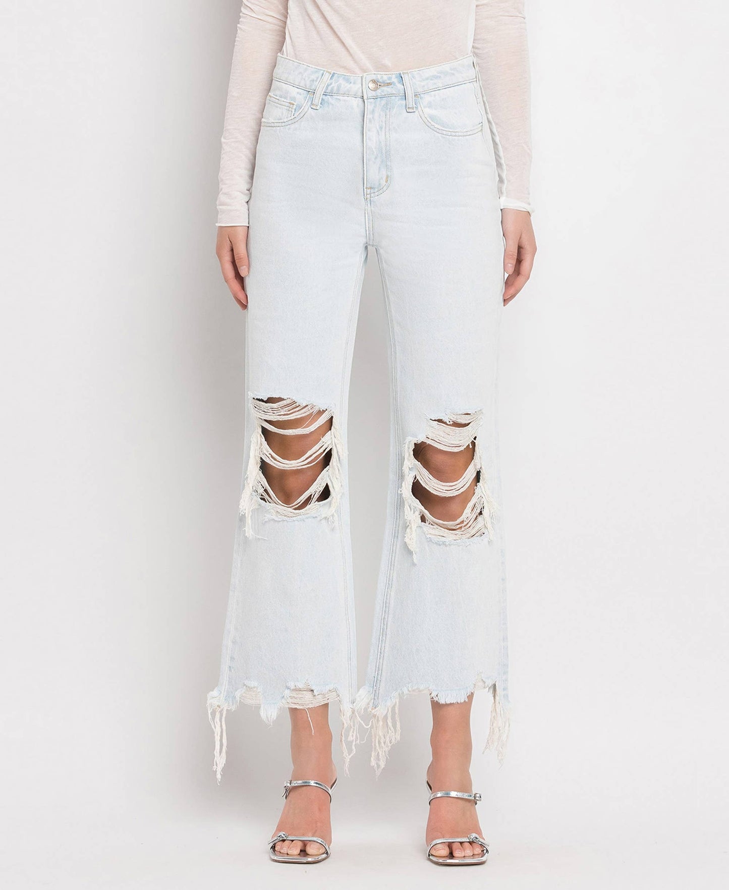 90'S VINTAGE SUPER HIGH RISE CROP FLARE JEANS NASHVILLE MOON