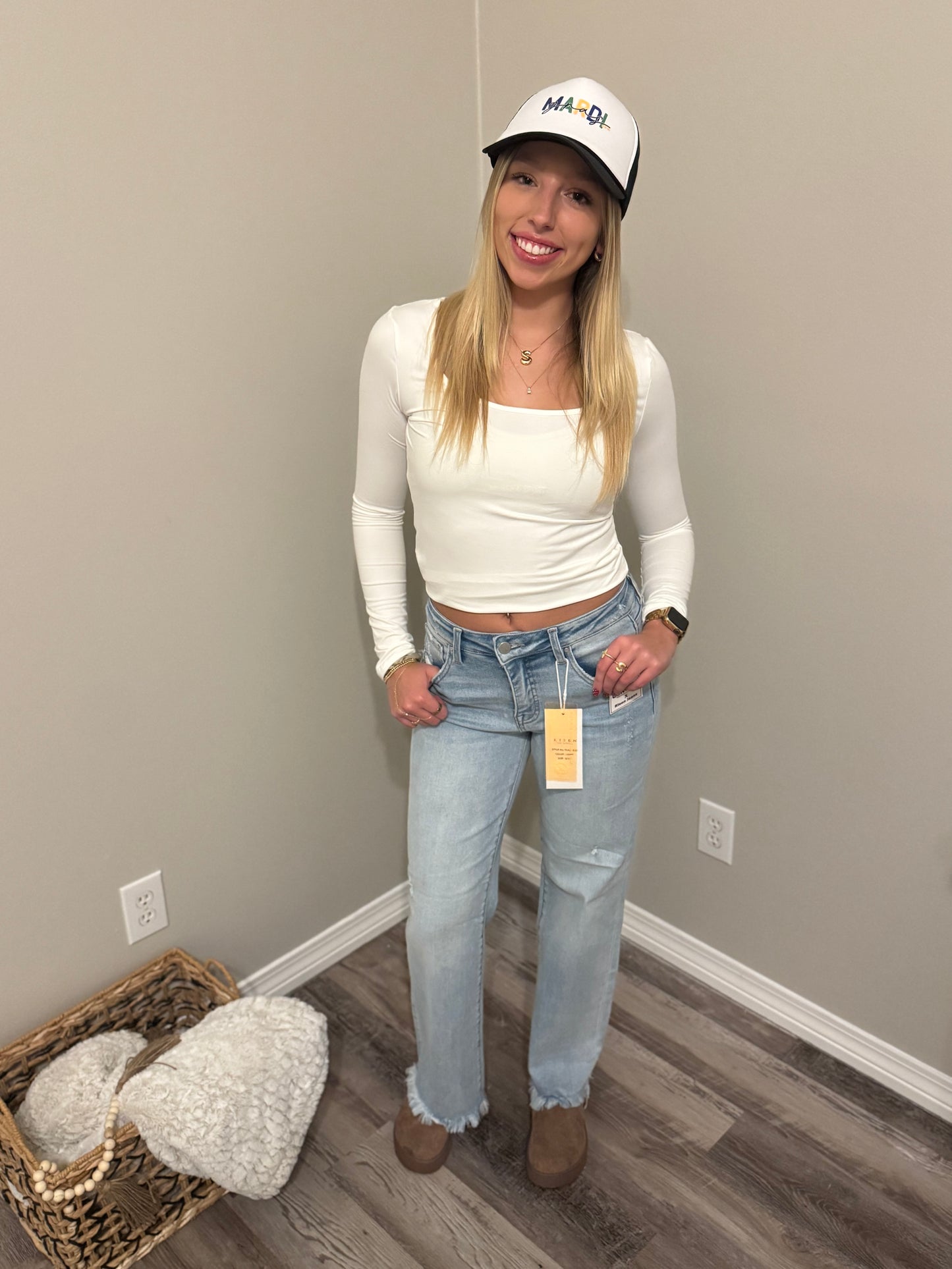 Square Neck Long Sleeve Top