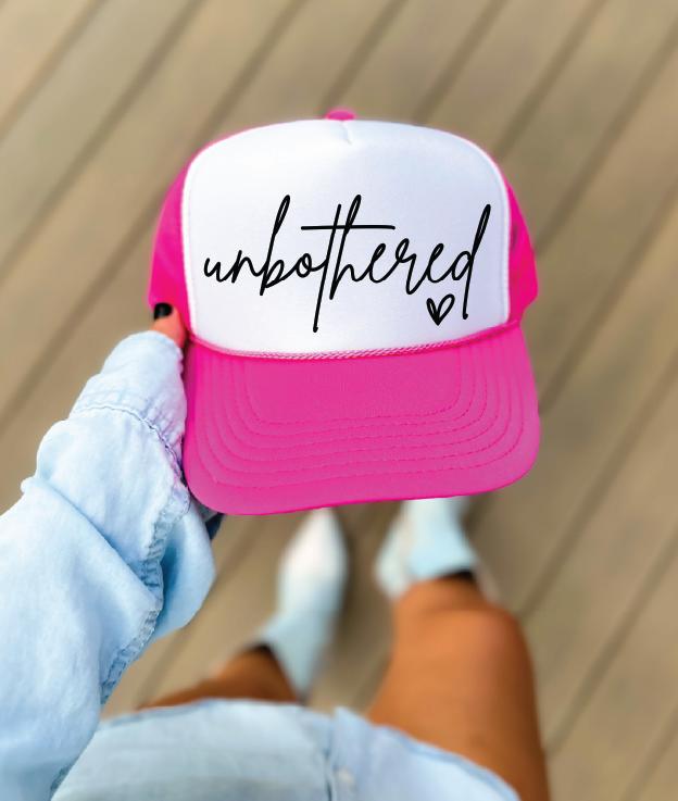 Unbothered Printed Hot Pink and White Trucker Hat