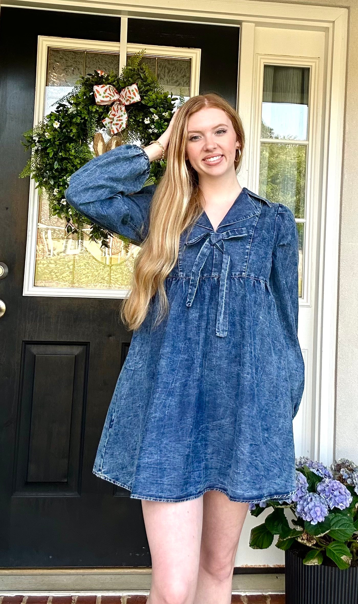 Washed Chambray Collared Dress