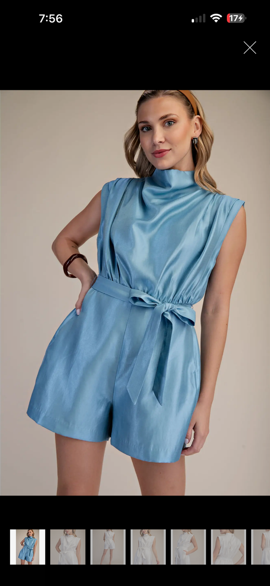 Cowl Neck Sleeveless Romper