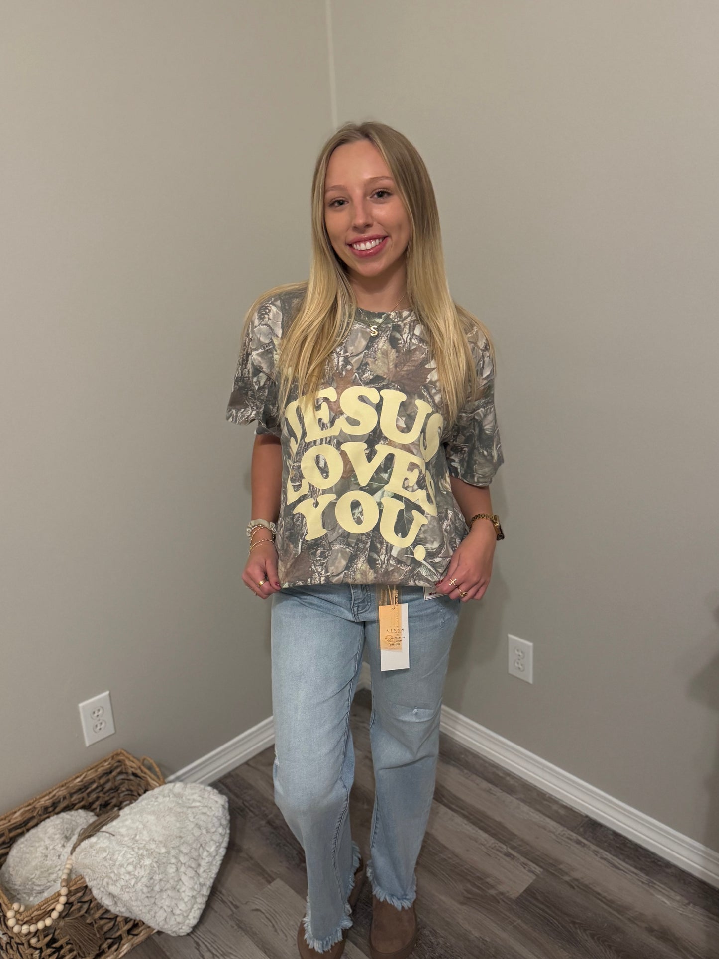 Jesus Loves You Oversized Camo Tee