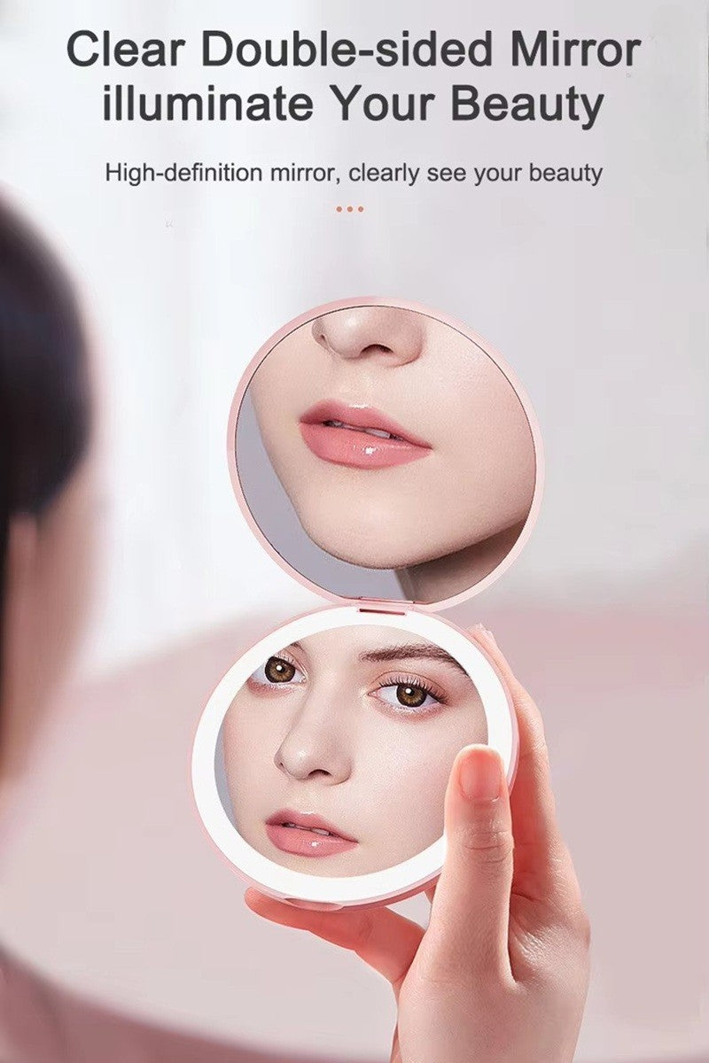 Led double sided hand mirror | white