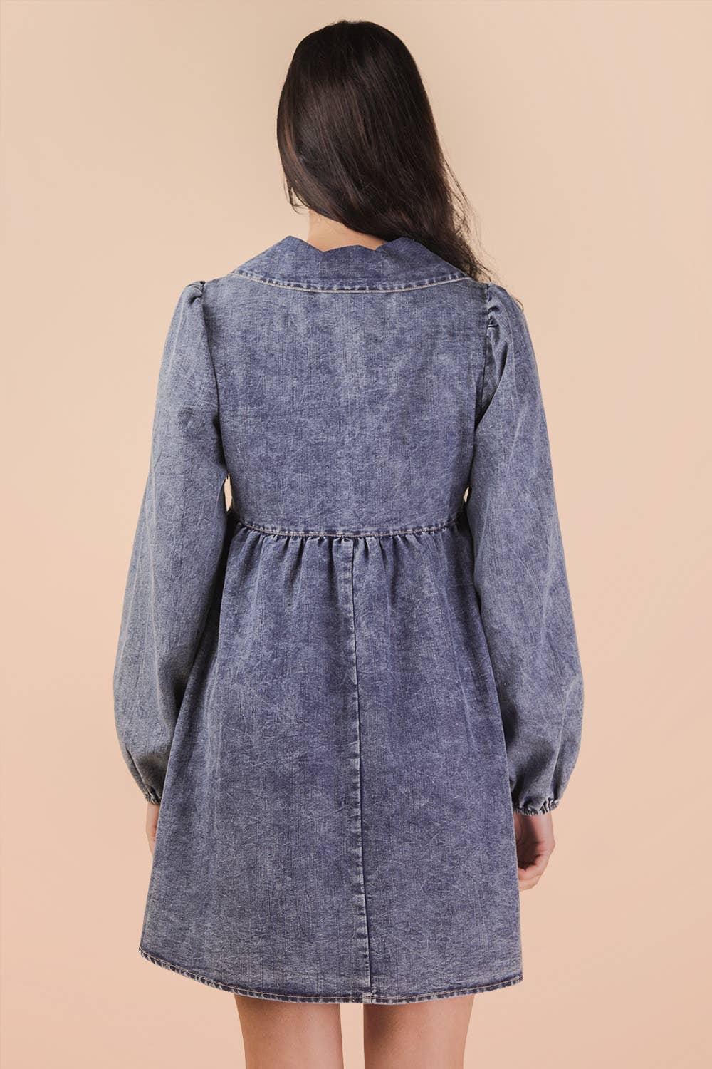 Washed Chambray Collared Dress
