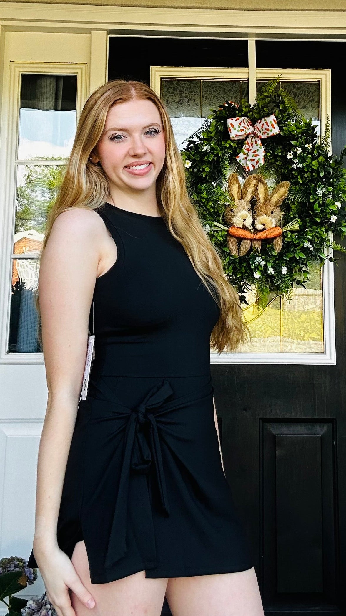 Kayla’s Premium Court skort dress with bow tie skirts: Black