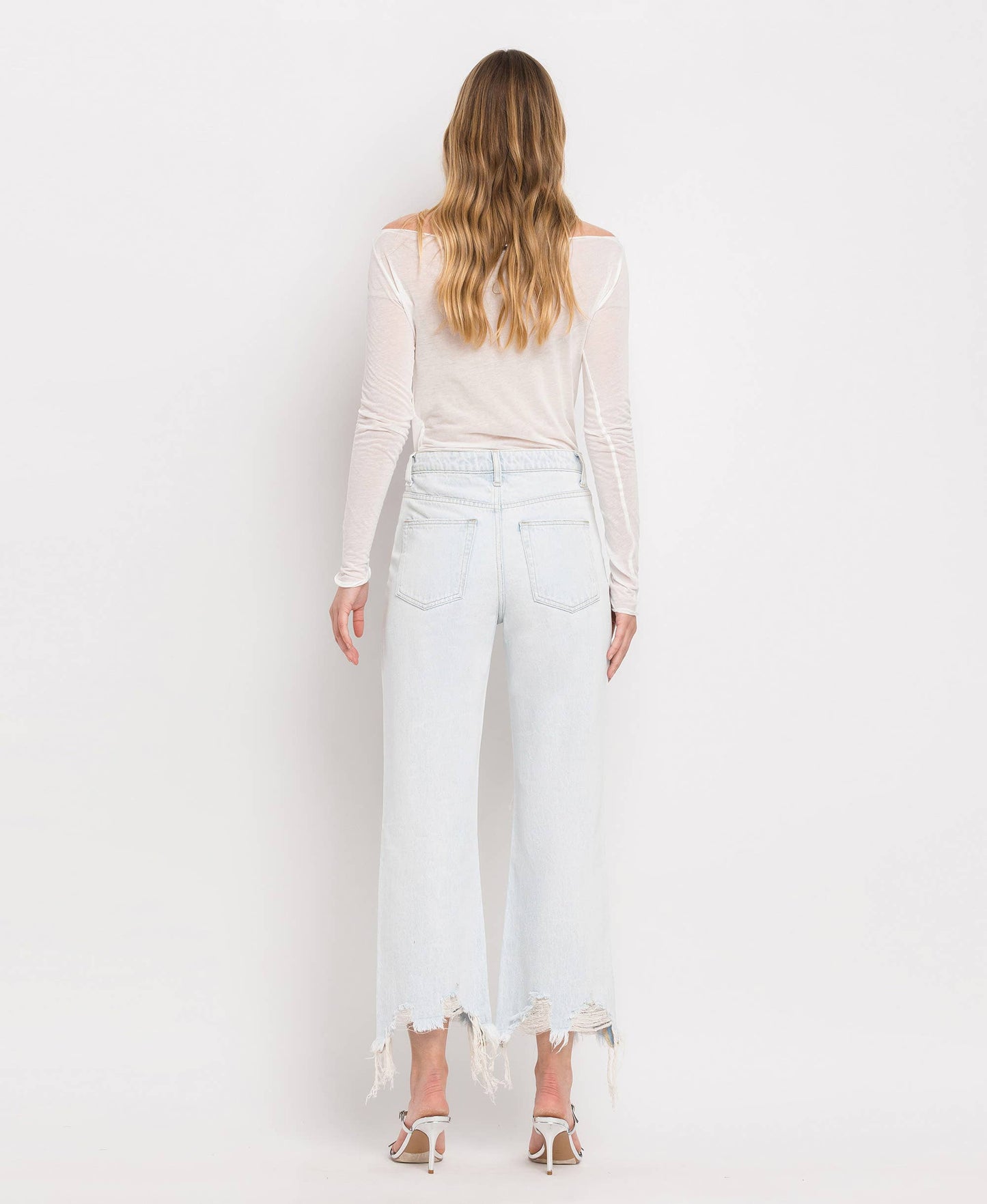 90'S VINTAGE SUPER HIGH RISE CROP FLARE JEANS NASHVILLE MOON