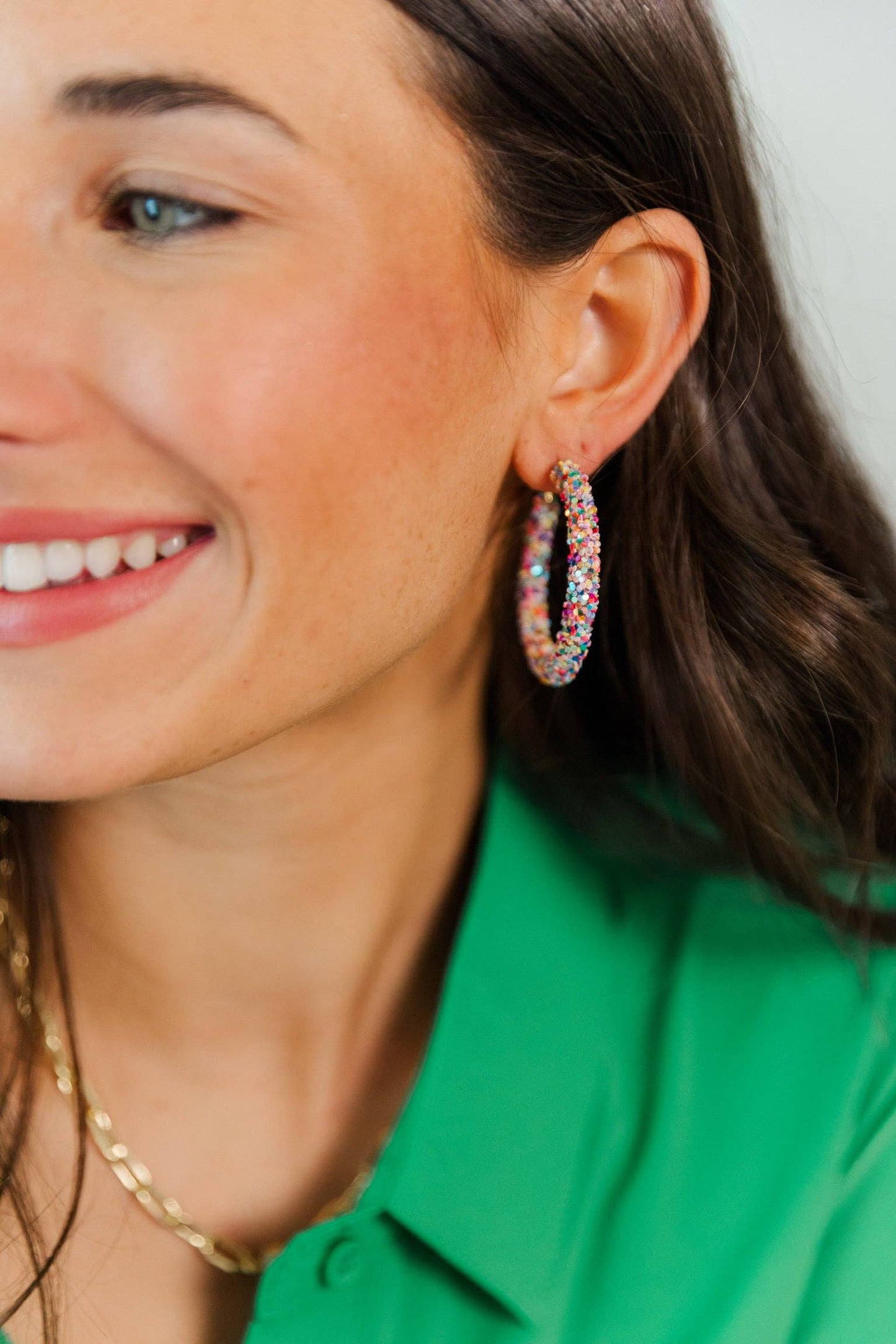 Glitter Hoops: Pink/Purple Confetti