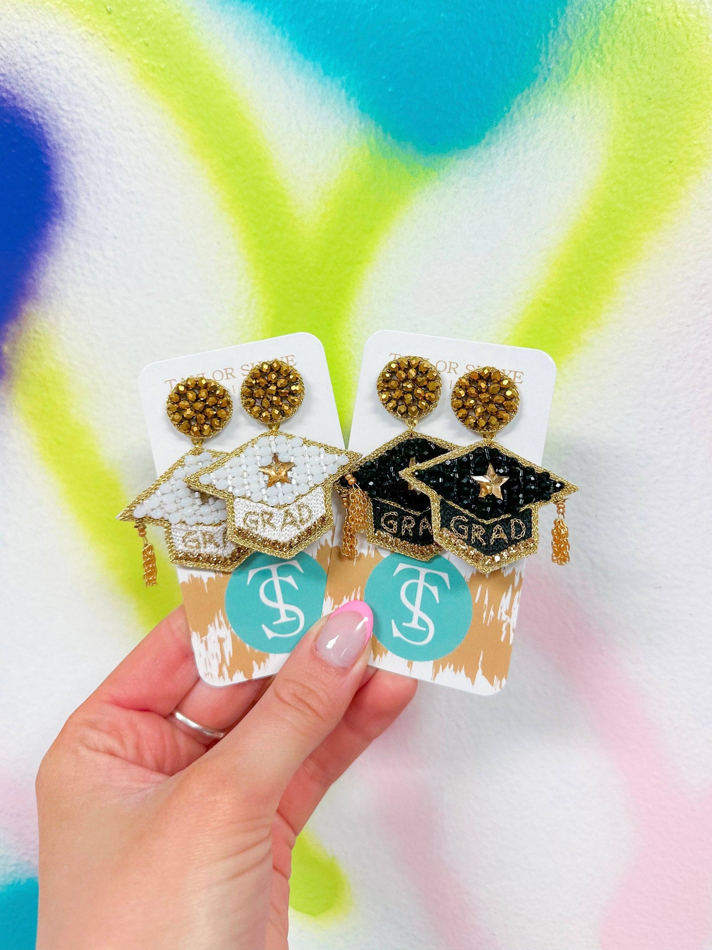 Beaded Grad Cap: Black/Gold
