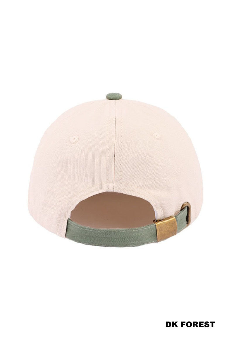 YAPPY HOUR TWO TONE CANVAS COTTON CAP - DK FOREST