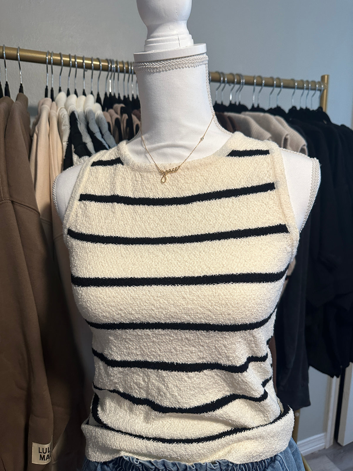 STRIPE SWEATER TANK TOP