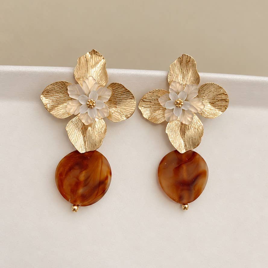 Floral Amber Earrings | GOLD
