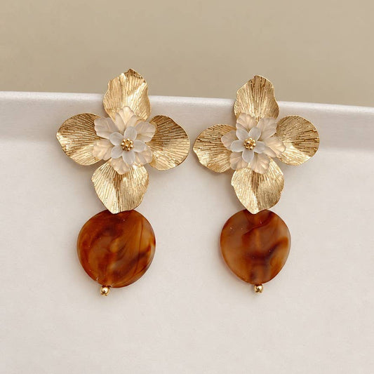 Floral Amber Earrings | GOLD