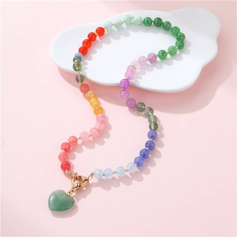 Natural Stone Semi-Precious Glass Mixed Necklace | Jade