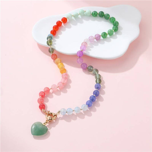Natural Stone Semi-Precious Glass Mixed Necklace | Jade