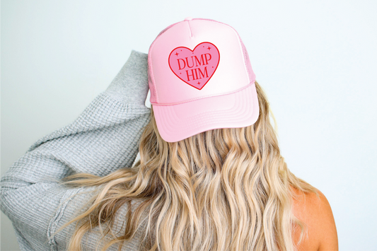 Dump Him Printed Light Pink Trucker Hat