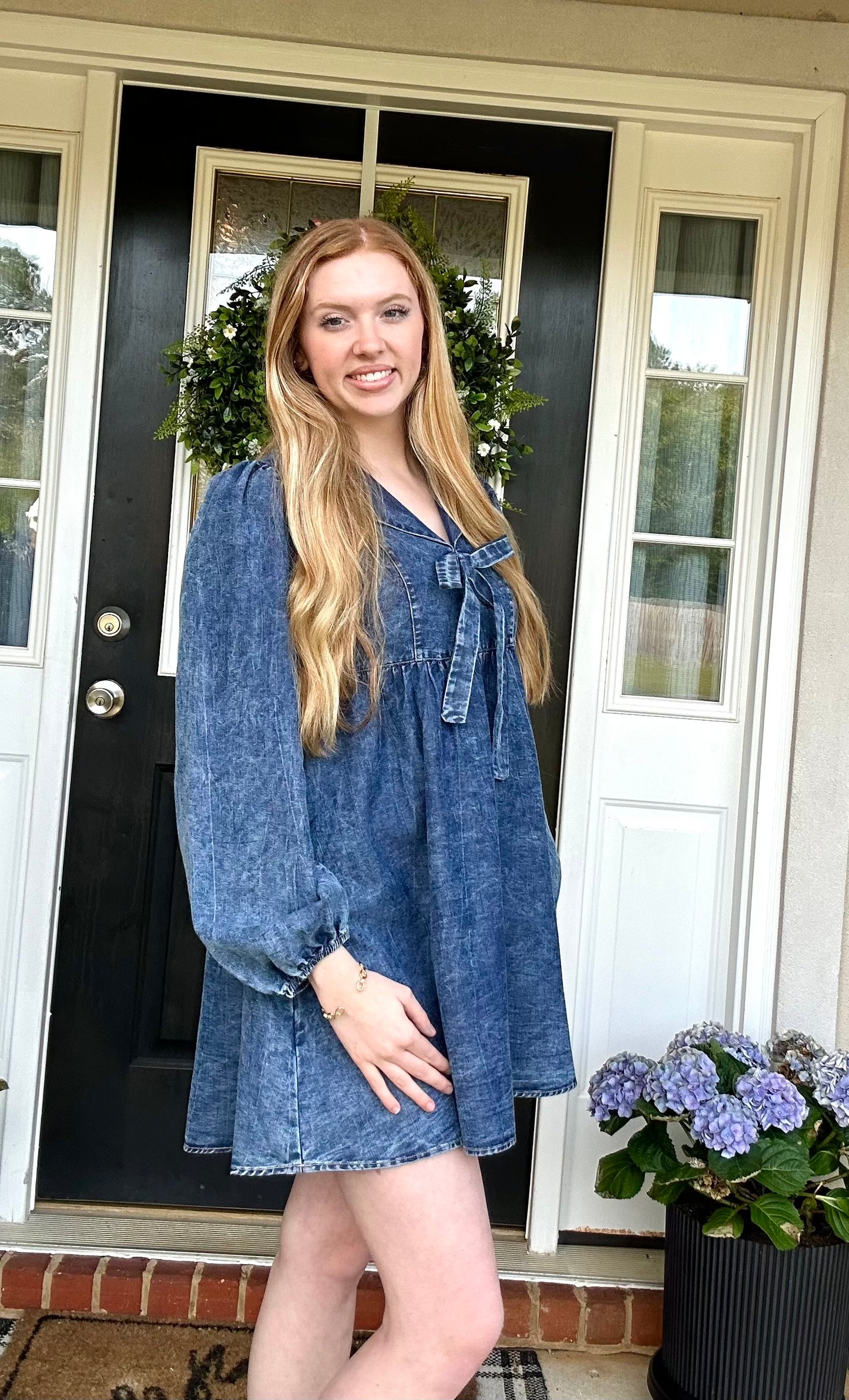 Washed Chambray Collared Dress