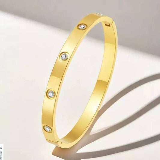 18K NON-TARNISH WATERPROOF STAINLESS STEEL BANGLE : Gold