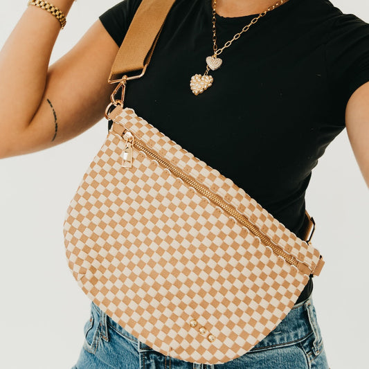 PRETTY SIMPLE - WESTLYN WOVEN BUM BAG Brown Checkered