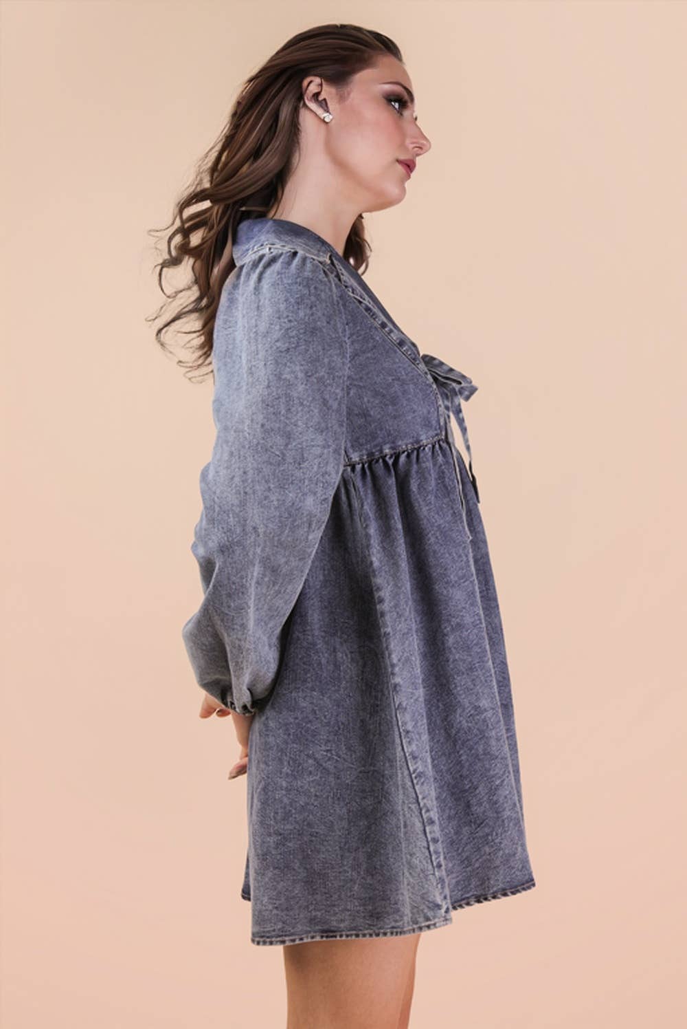 Washed Chambray Collared Dress