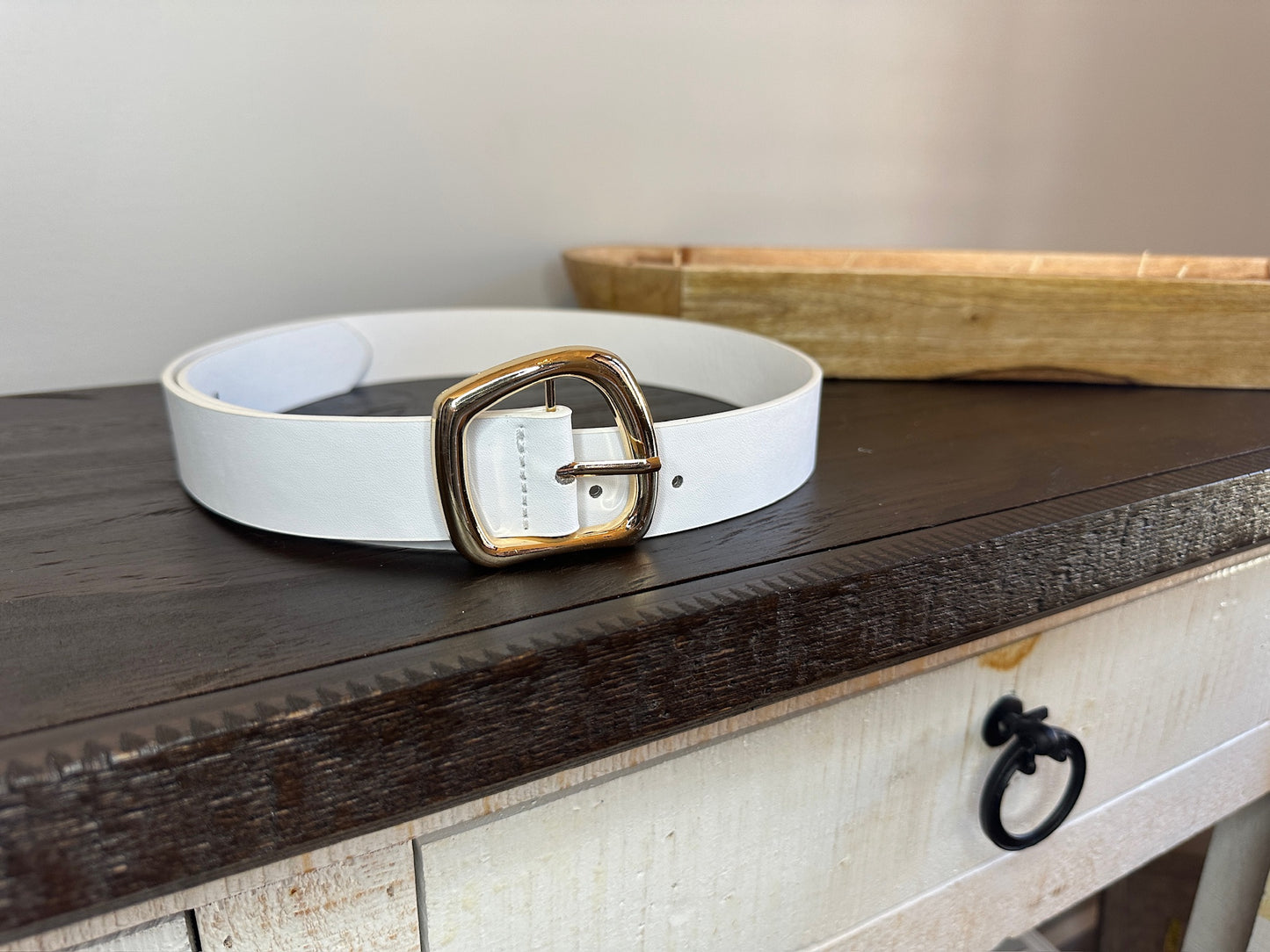 White Belt with Gold Buckle
