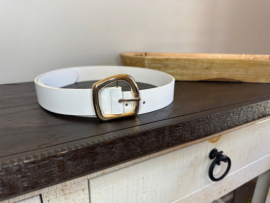 White Belt with Gold Buckle