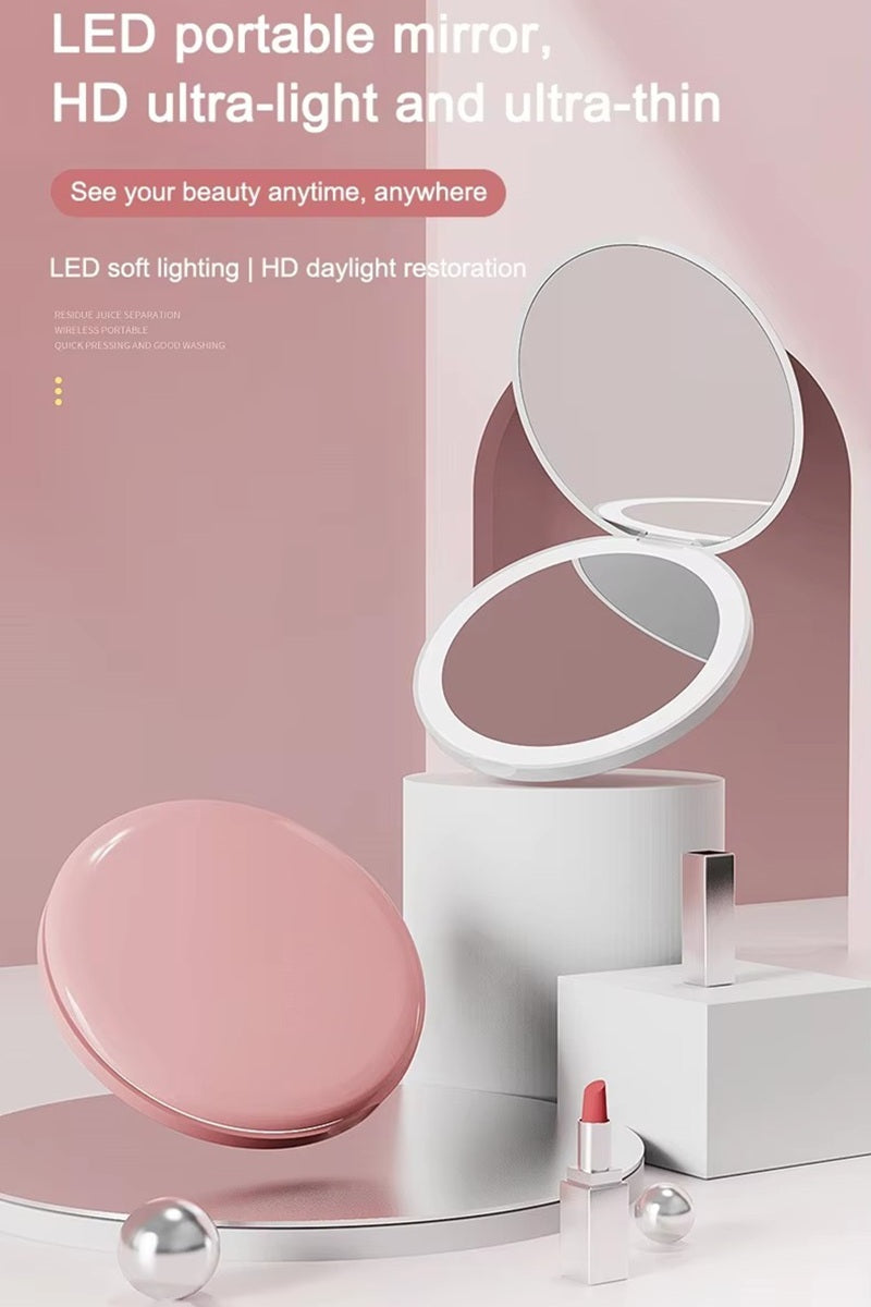 Led double sided hand mirror | white