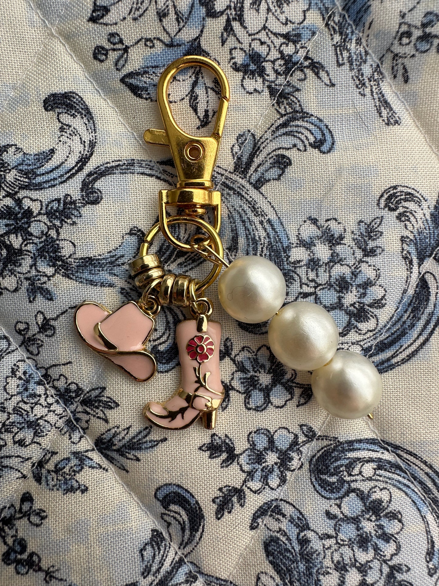 Mini bag tag | western Charms with Pearl beading