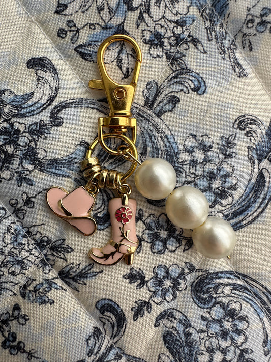 Mini bag tag | western Charms with Pearl beading