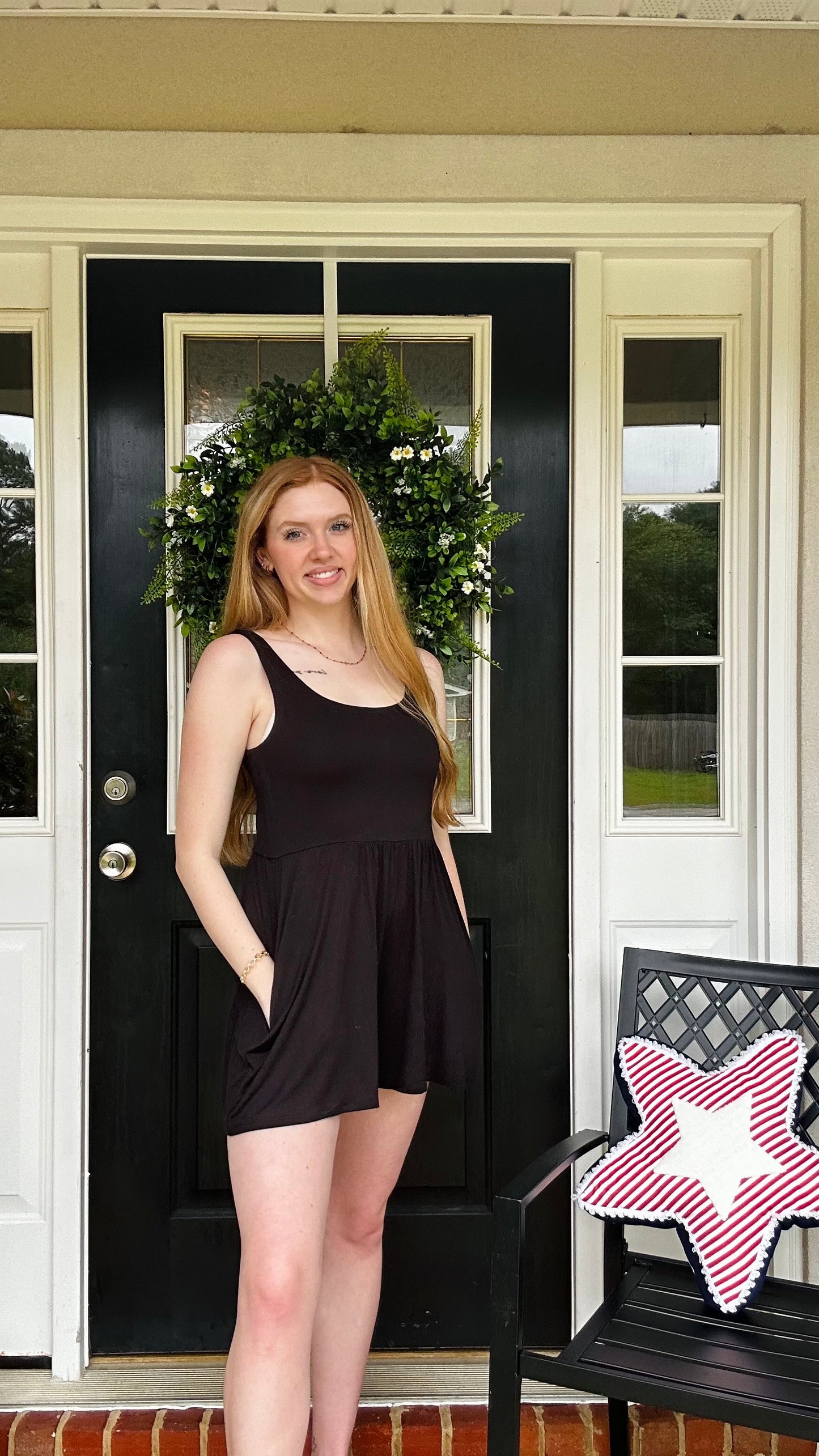 ROWANS DOUBLE LAYERED TANK ROMPER WITH POCKETS