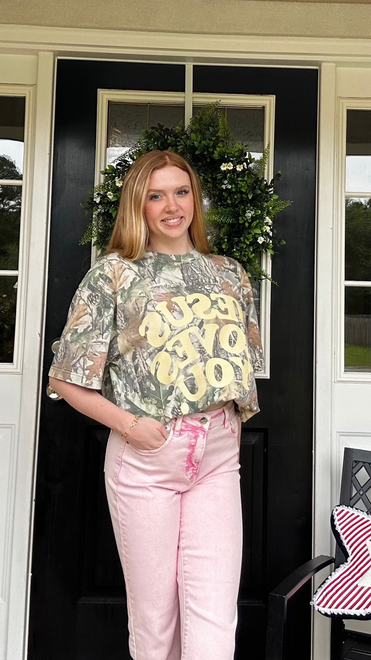 Jesus Loves You Oversized Camo Tee