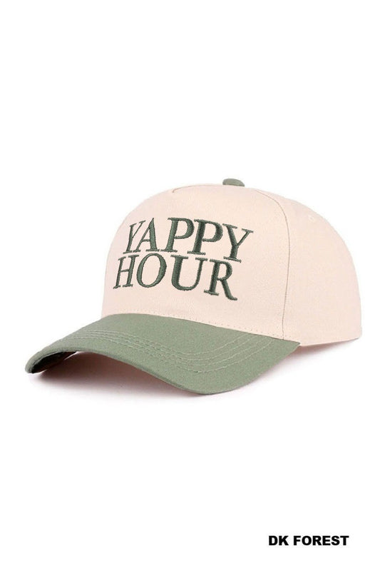 YAPPY HOUR TWO TONE CANVAS COTTON CAP - DK FOREST