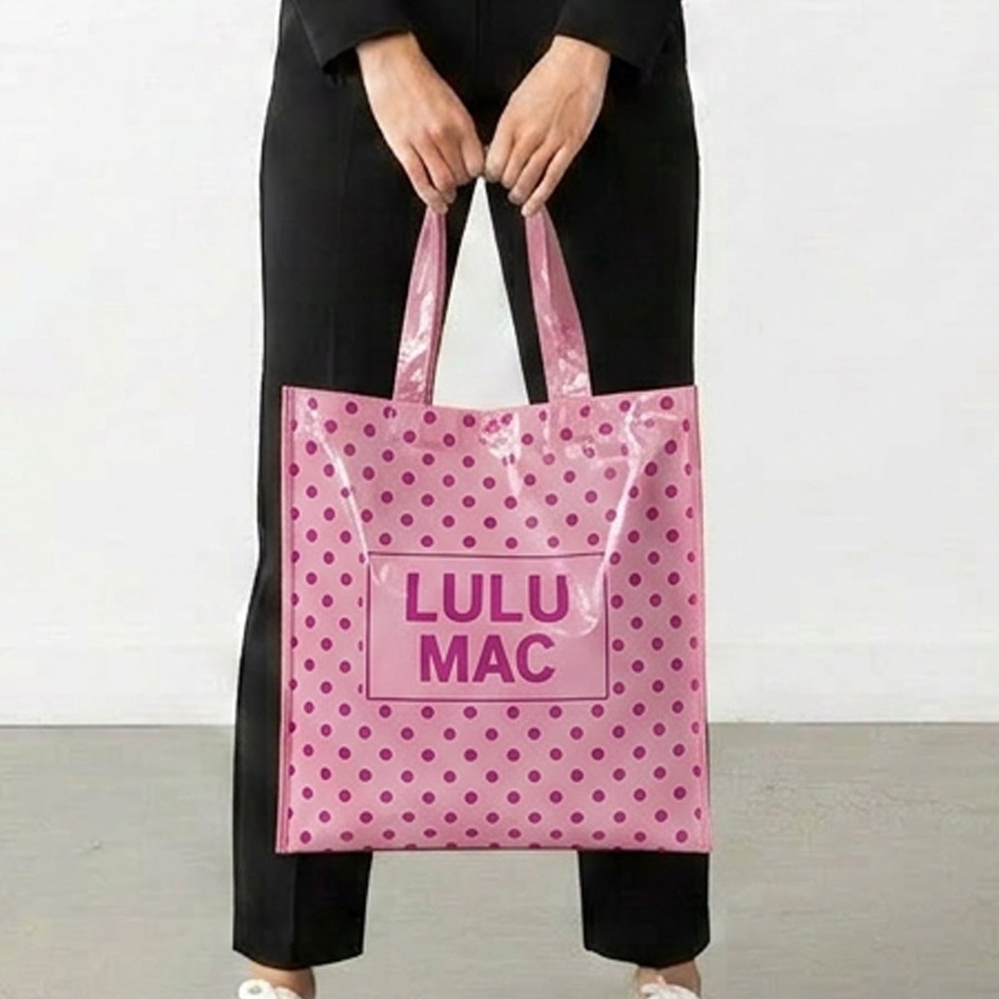 LULU MAC |  REUSABLE TOTE-LIGHT PINK HOT PINK DOT