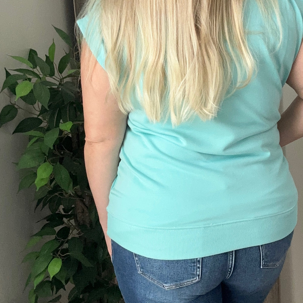 Solid Mock Neck Pocket Short Sleeve Top