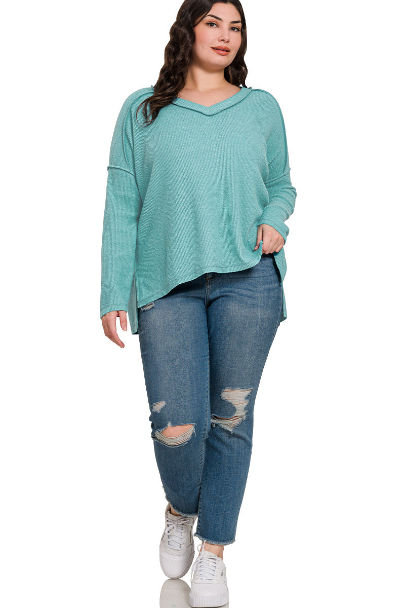 Faded Dusty Teal Luxe Curve Top