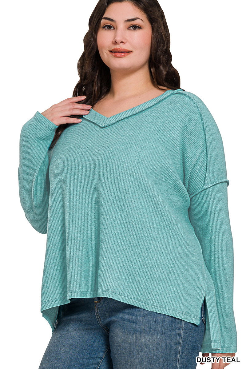 Faded Dusty Teal Luxe Curve Top