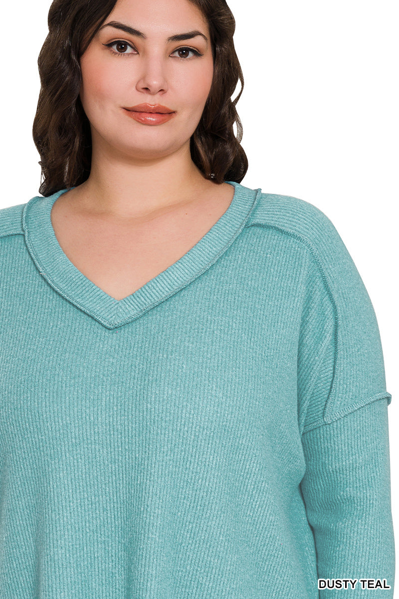 Faded Dusty Teal Luxe Curve Top