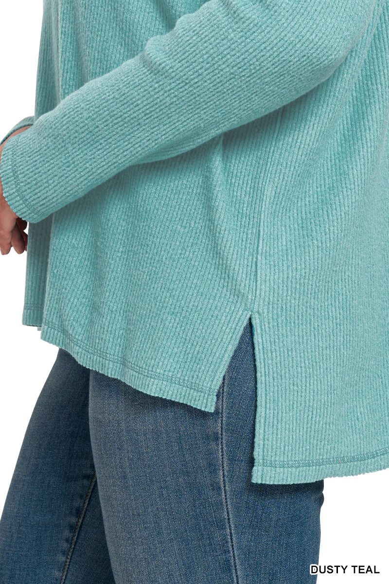 Faded Dusty Teal Luxe Curve Top
