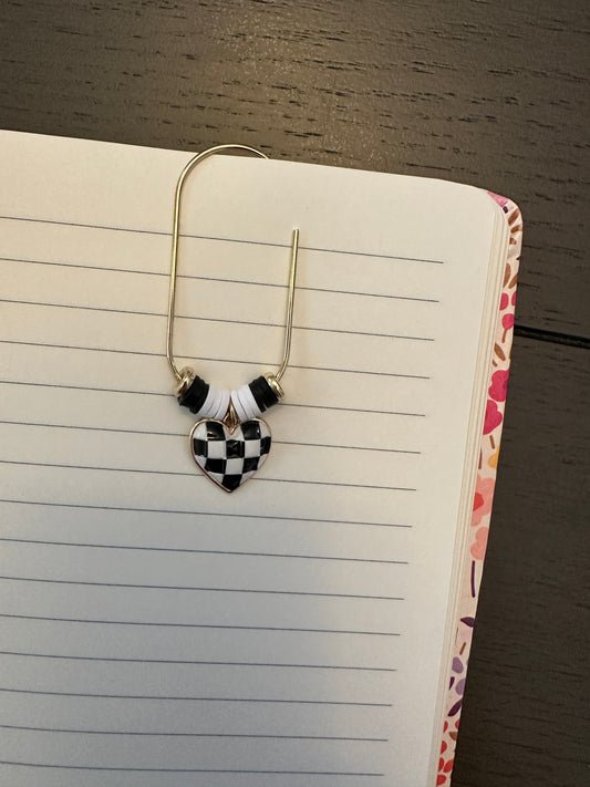 Sweetheart Bookmark Clip | Black Checkered