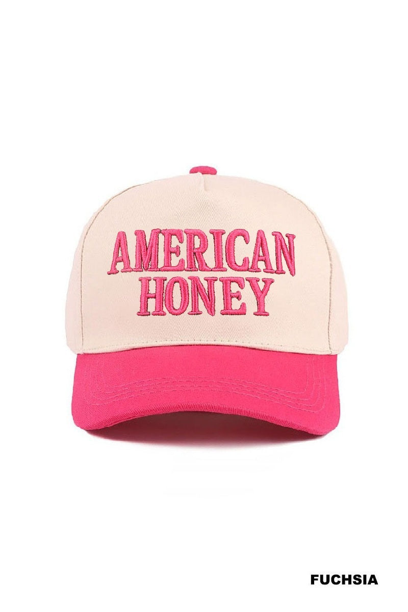AMERICAN HONEY TWO TONE CANVAS COTTON CAP - FUCHIA
