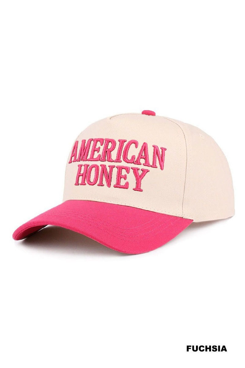 AMERICAN HONEY TWO TONE CANVAS COTTON CAP - FUCHIA