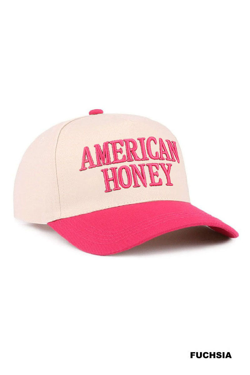 AMERICAN HONEY TWO TONE CANVAS COTTON CAP - FUCHIA