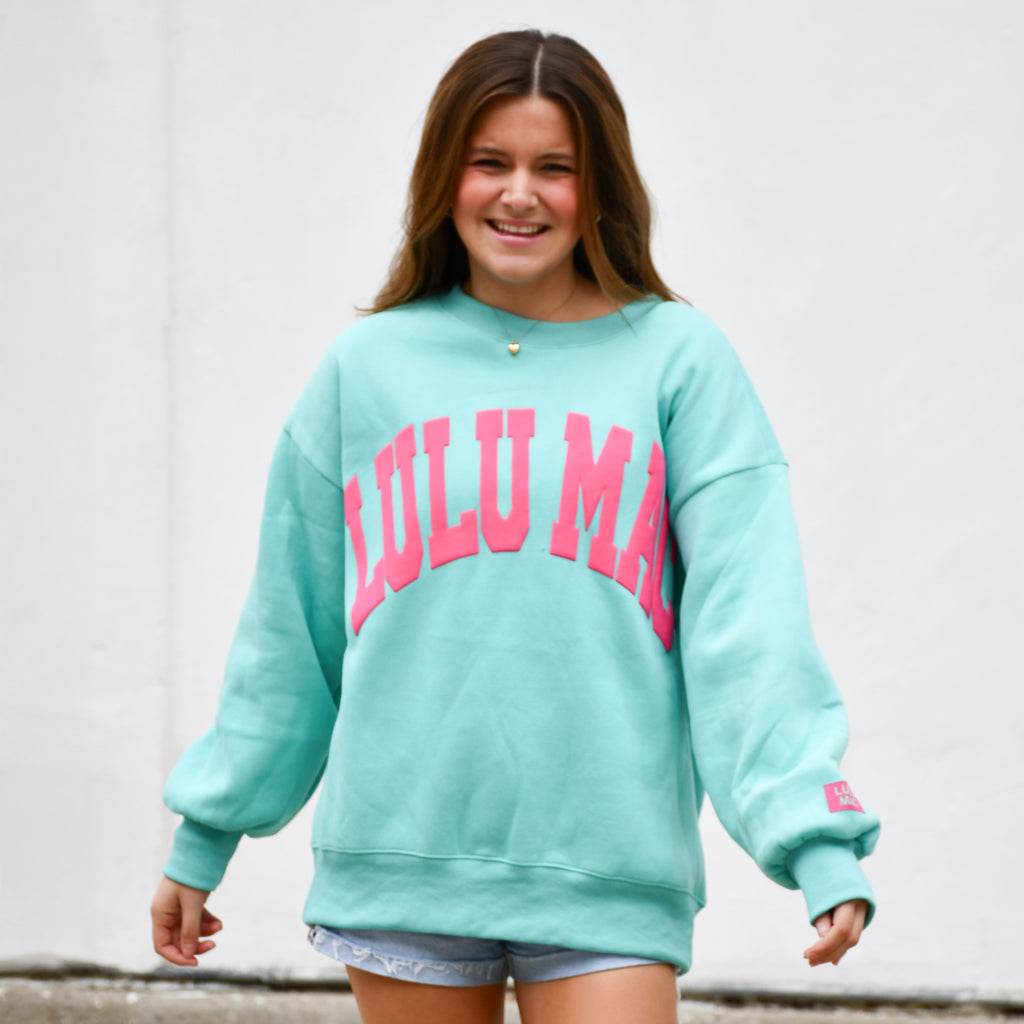 LULU MAC SWEATSHIRT | Mint/ Hot Pink