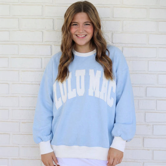 LULU MAC SWEATSHIRT | Color Block Light Blue/ White