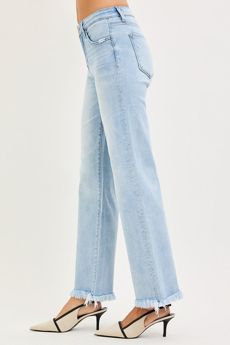 Risen Tummy Control Mid Rise Ankle Straight Jeans