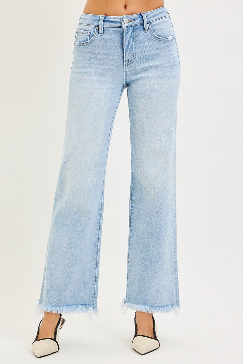 Risen Tummy Control Mid Rise Ankle Straight Jeans