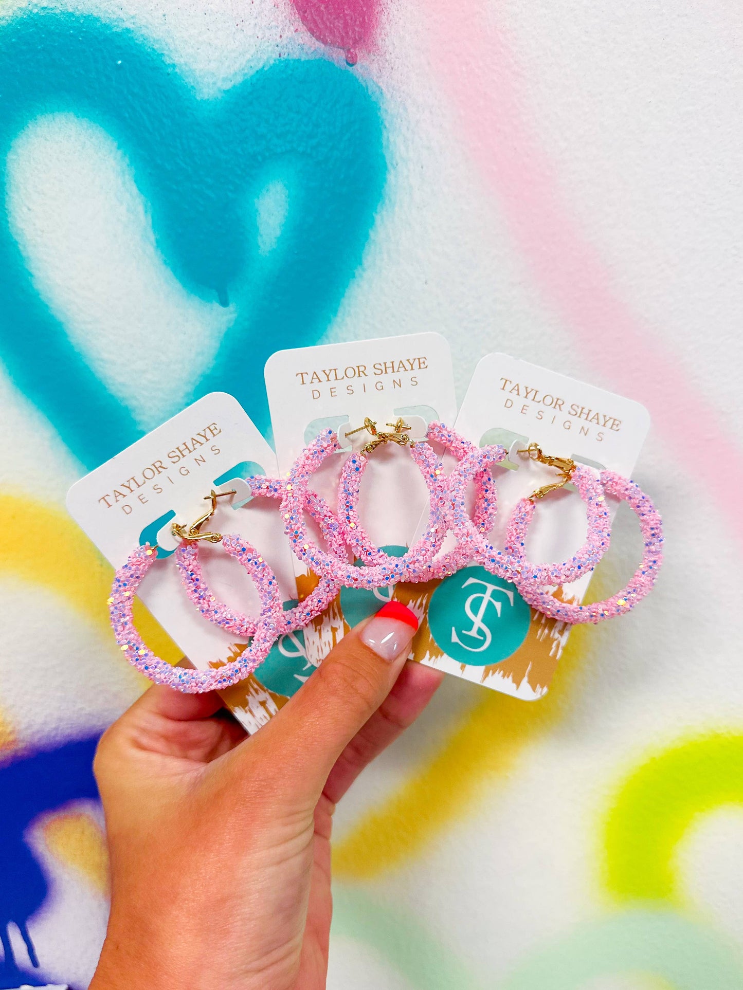 Glitter Hoops: Pink/Purple Confetti