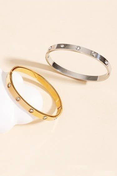 18K NON-TARNISH WATERPROOF STAINLESS STEEL BANGLE : Gold